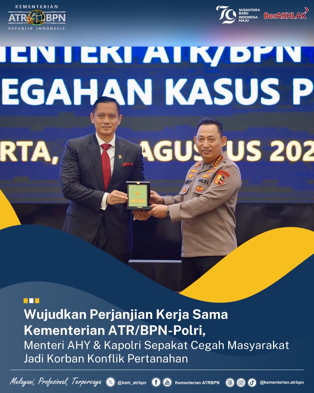 Lantik Dirjen PPTR, Menteri AHY: Hadirkan Manajemen Administrasi Pertanahan dan Tata Ruang yang Semakin Produktif Serta Kompetitif