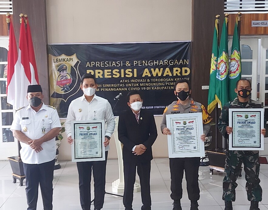 Sukses Kendalikan Covid-19, LEMKAPI Beri Penghargaan Forkompinda Kendal