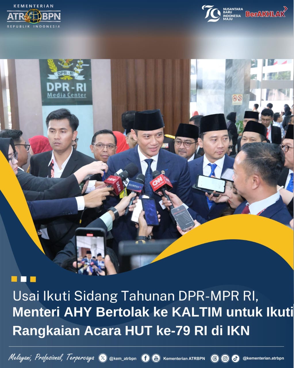 Usai Ikuti Sidang Tahunan DPR-MPR RI, Menteri AHY Bertolak ke Kaltim untuk Ikuti Rangkaian Acara HUT ke-79 RI di IKN