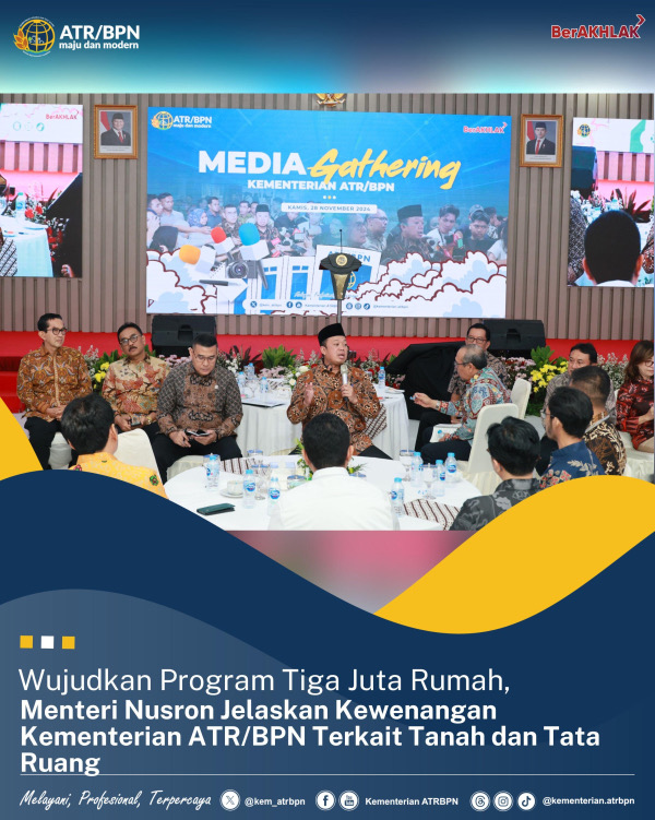 Wujudkan Program Tiga Juta Rumah, Menteri Nusron Jelaskan Kewenangan Kementerian ATR/BPN Terkait Tanah dan Tata Ruang
