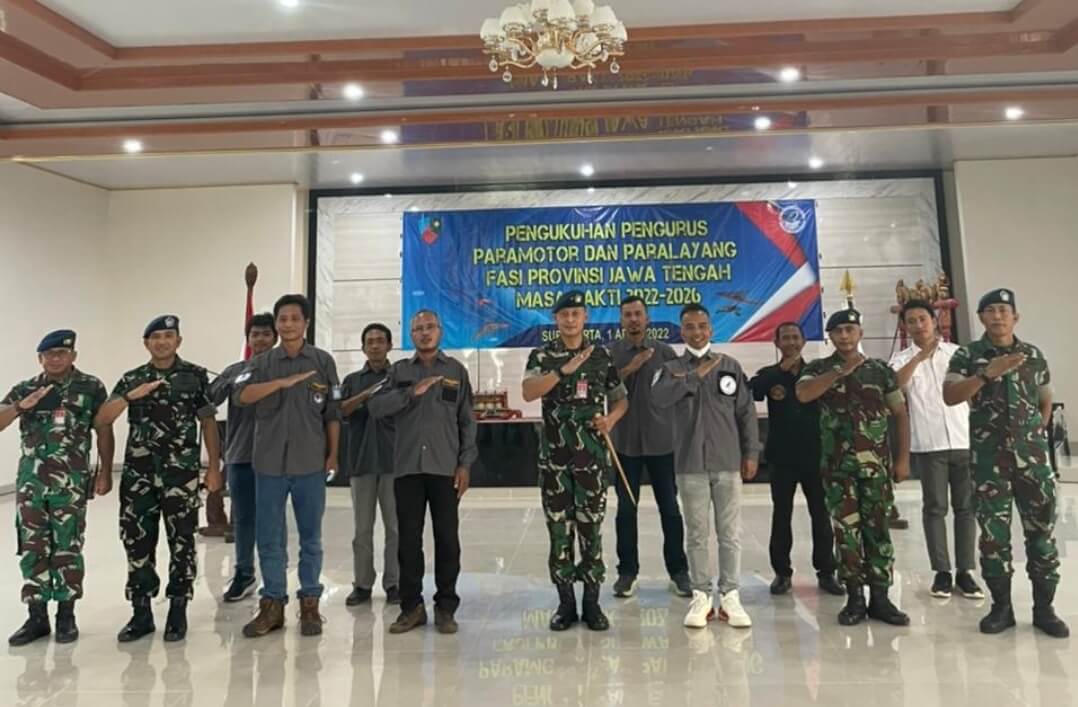 Pengurus Paramotor dan Paralayang FASI Jateng Periode 2022 – 2026 Dikukuhkan