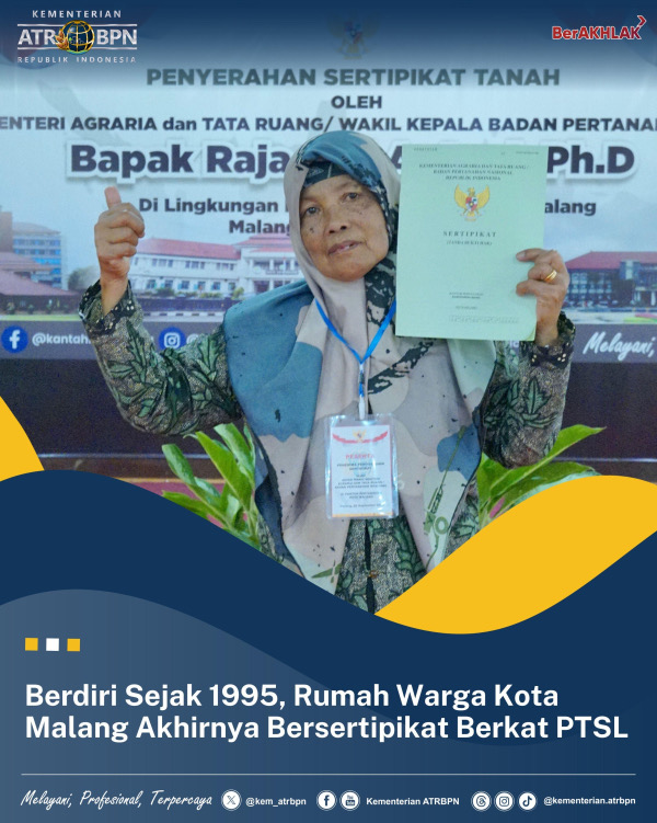 Berdiri Sejak 1995, Rumah Warga Kota Malang Akhirnya Bersertipikat Berkat PTSL